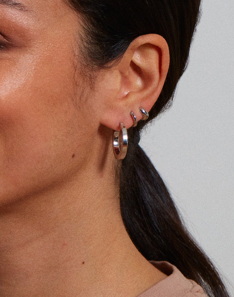 Big Square Silver Chunky Hoop Earrings